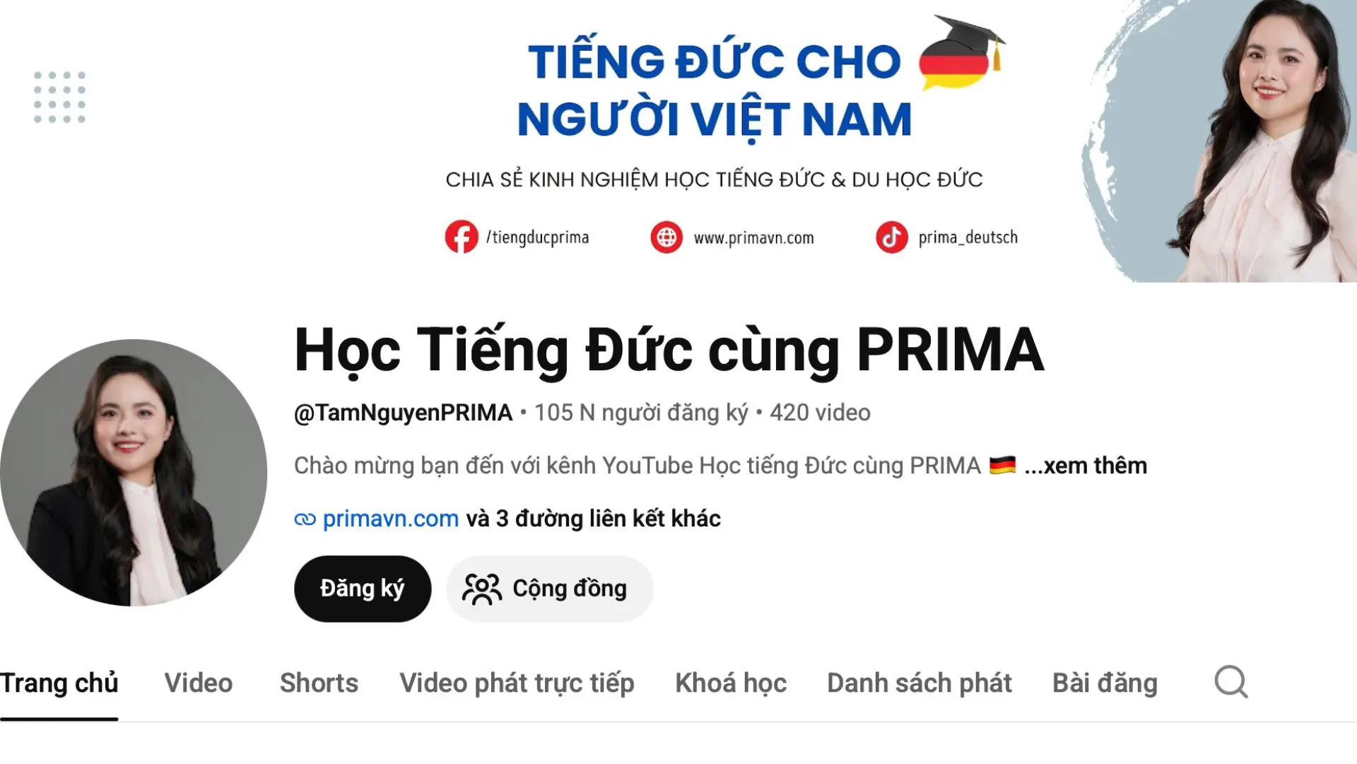 Kênh youtube học tiếng Đức cùng PRIMA rất thích hợp cho người Việt
